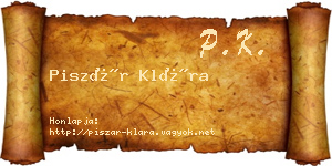 Piszár Klára névjegykártya